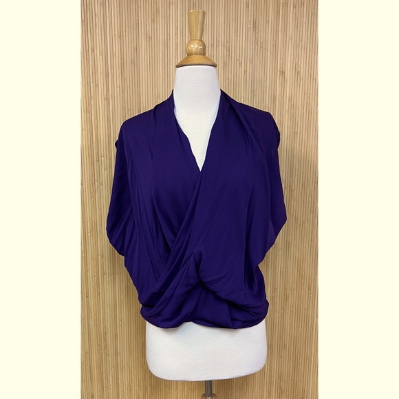 Alice + Olivia Royal Purple Grecian Style Silk Top - Picture 2 of 6